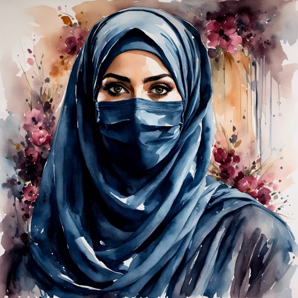 Beautiful Hijabi Portrait in Comic Book Style
