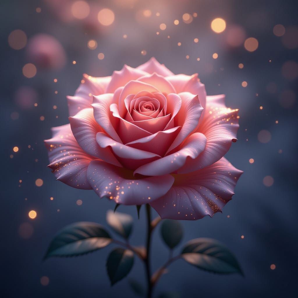 Starlight Rose: Champagne Pink & Gold Still Life Photography