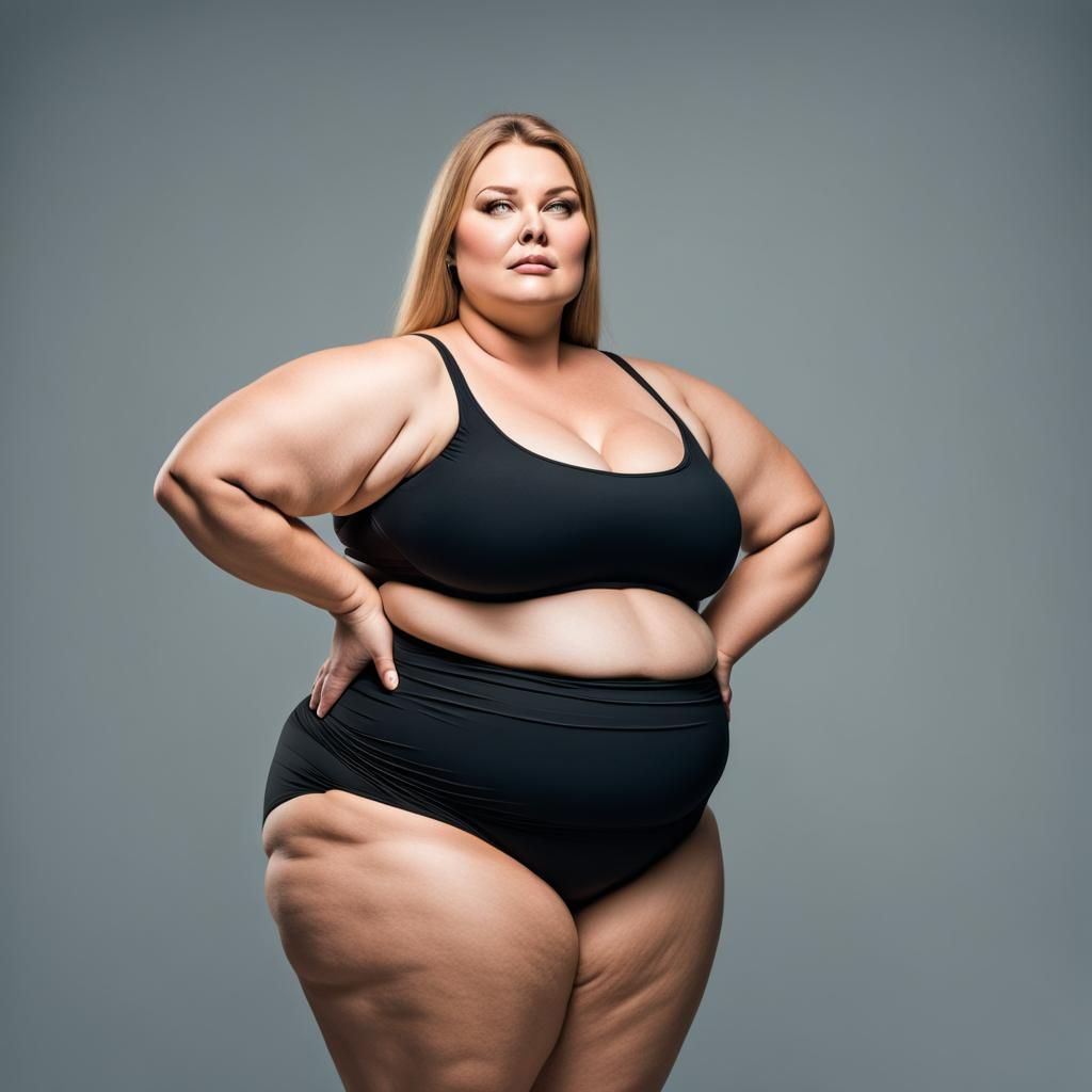 Extremely Obese Woman in Bikini Side Profile