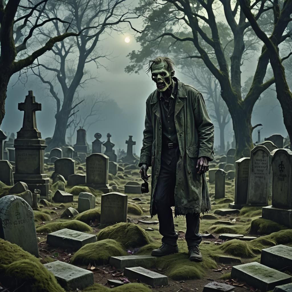 Eerie Dystopian Zombie Search in Surreal Style