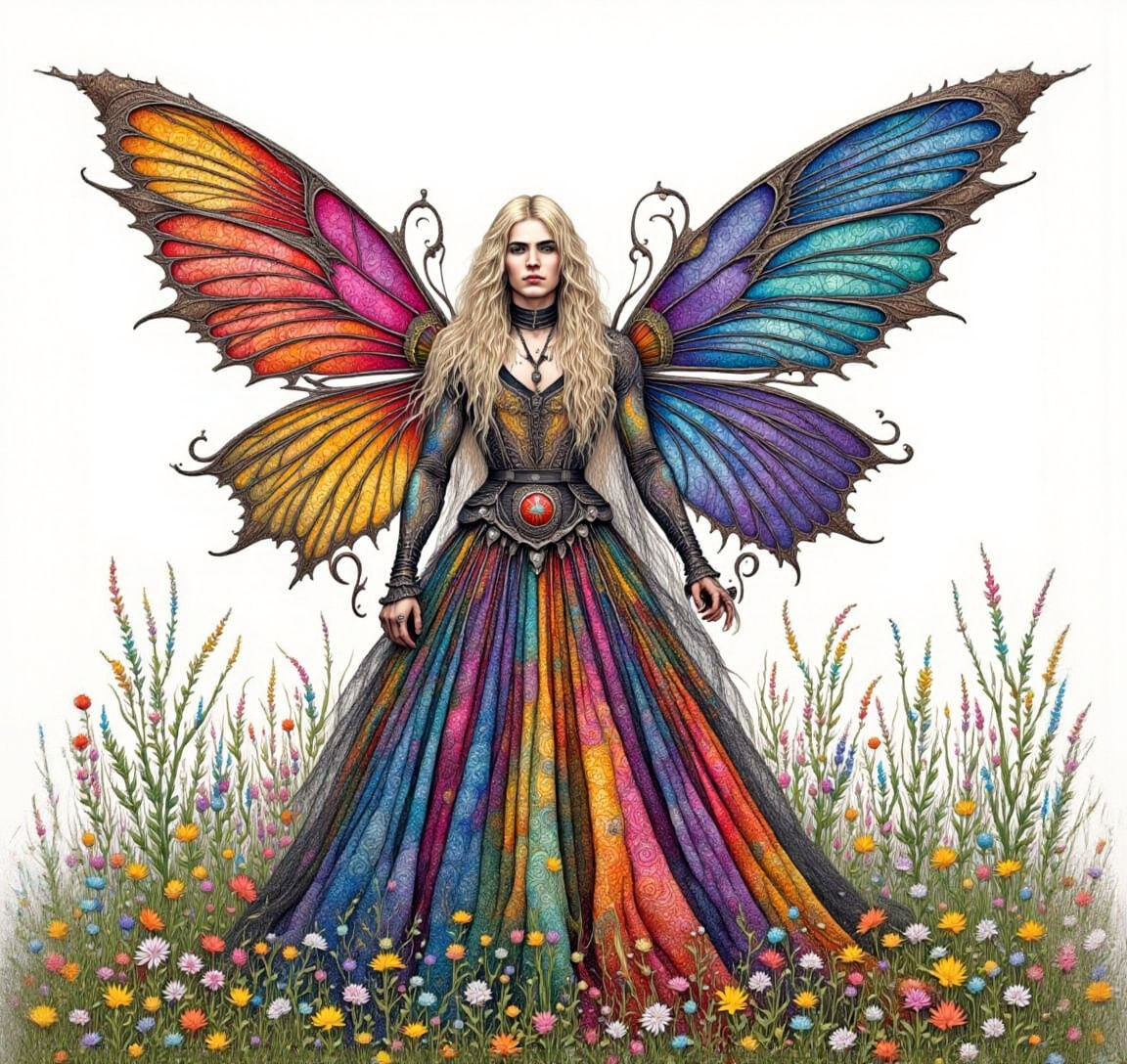 Gothic Punk Fairy in Rainbow Meadow