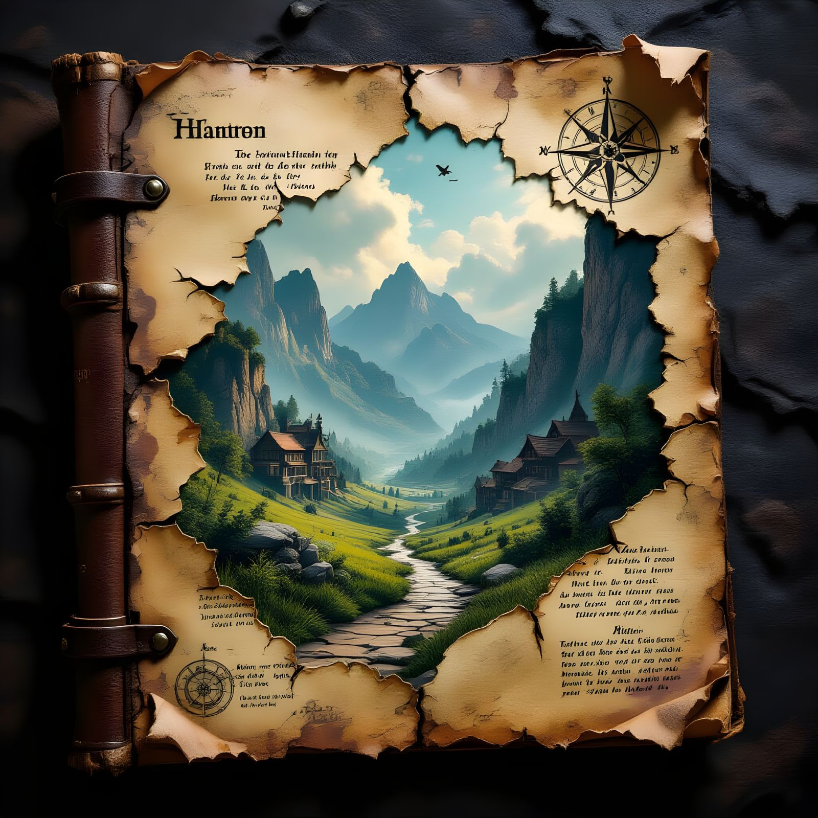 Weathered Map of Forgotten Civilization as Matte Painting