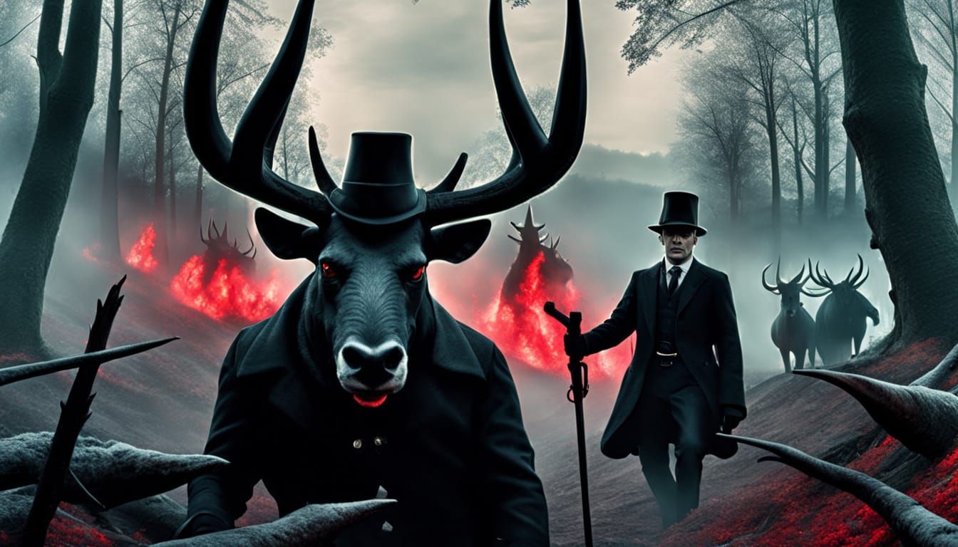 Dark Snowy Forest with Eerie Green Lights