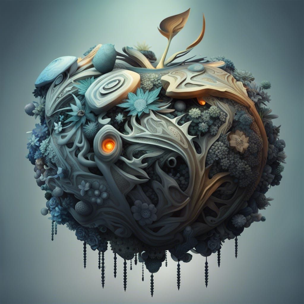 Spooky Forbidden Fruit: Ominous Apple in Photorealistic Styl...