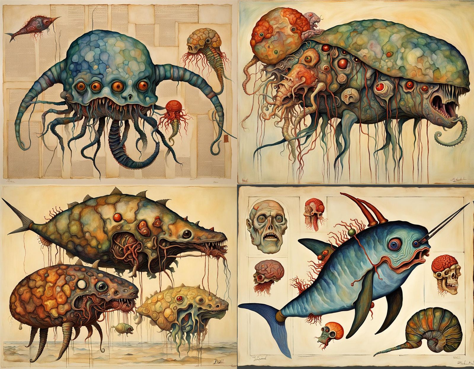 Disturbing Mutant Creature in Expressionist Style