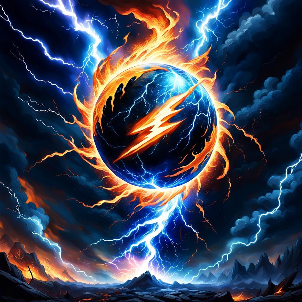 Mystical Lightning Orb in Epic Fantasy Style