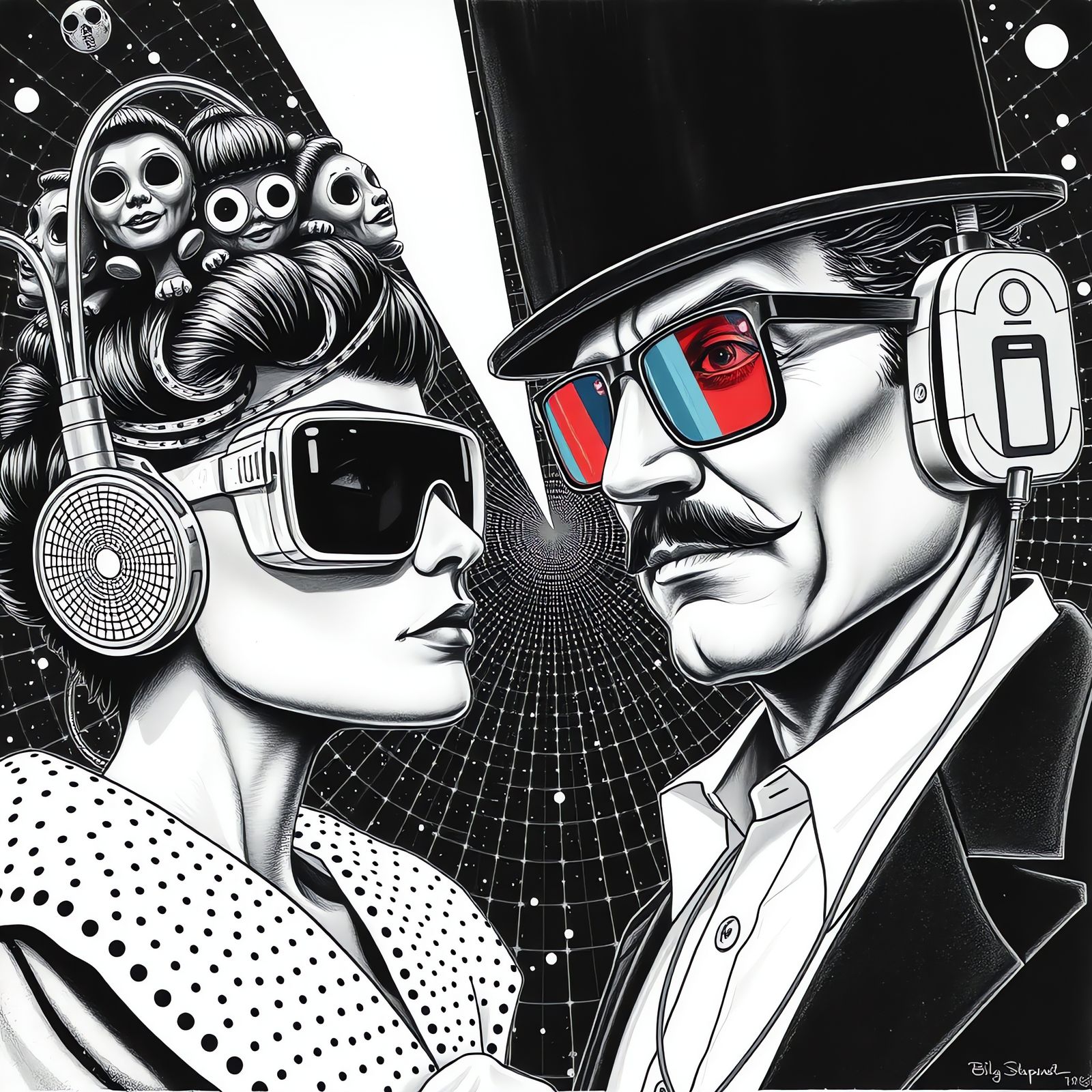 Futuristic Propaganda Poster in Pointillist Style