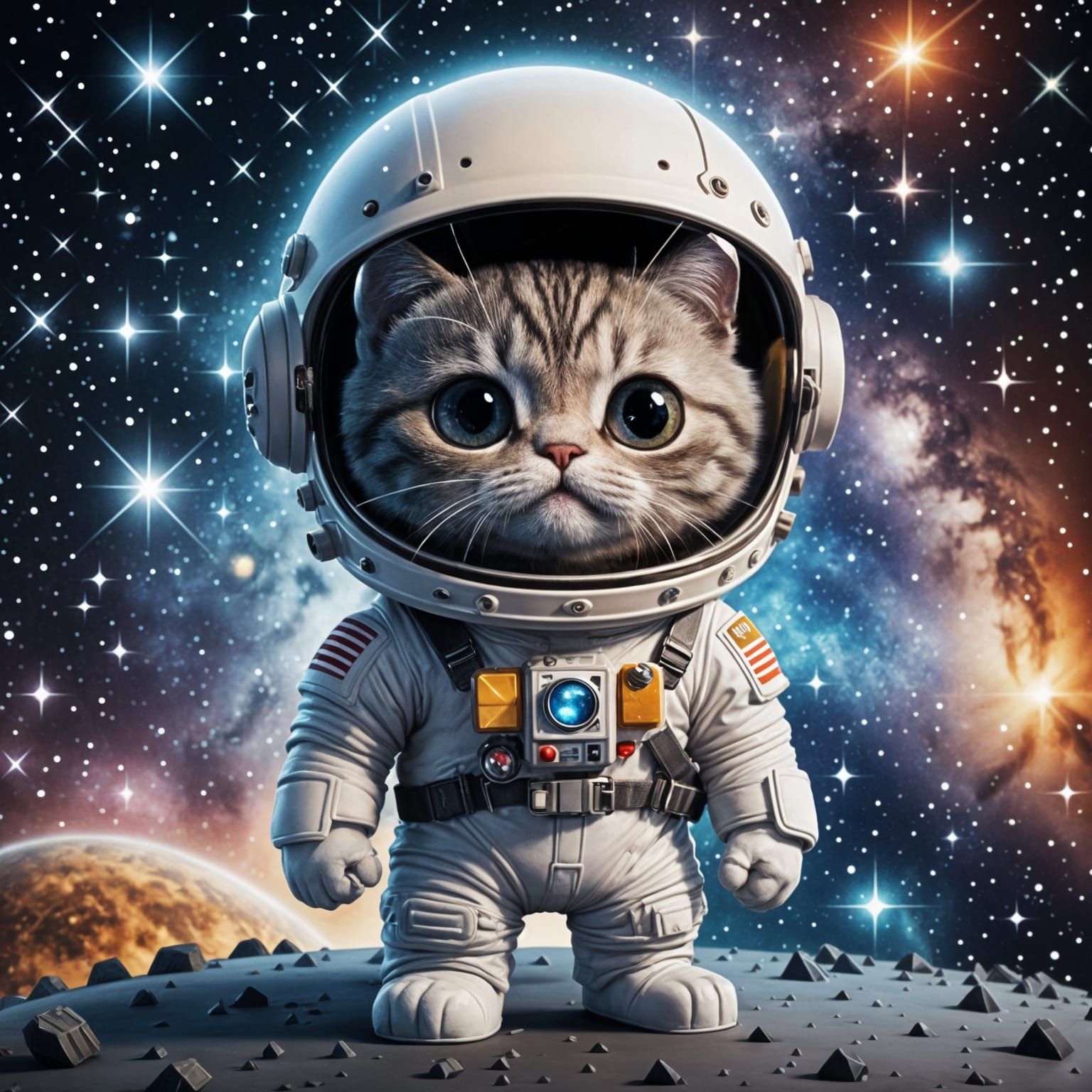 Chibi Space Cat in Starry Universe