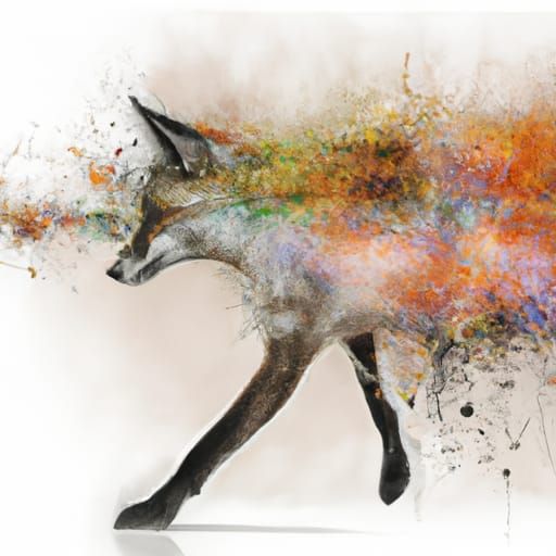 Running Fox Watercolor with Colorsplash Effect