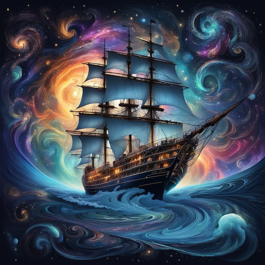 Cosmic Galaxy Merges with Sailing Ships: Double Exposure