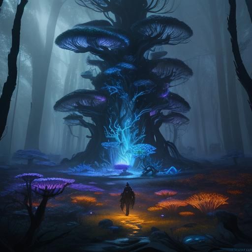 Mystical Humanoid in Enchanted Forest: Fantasy Art