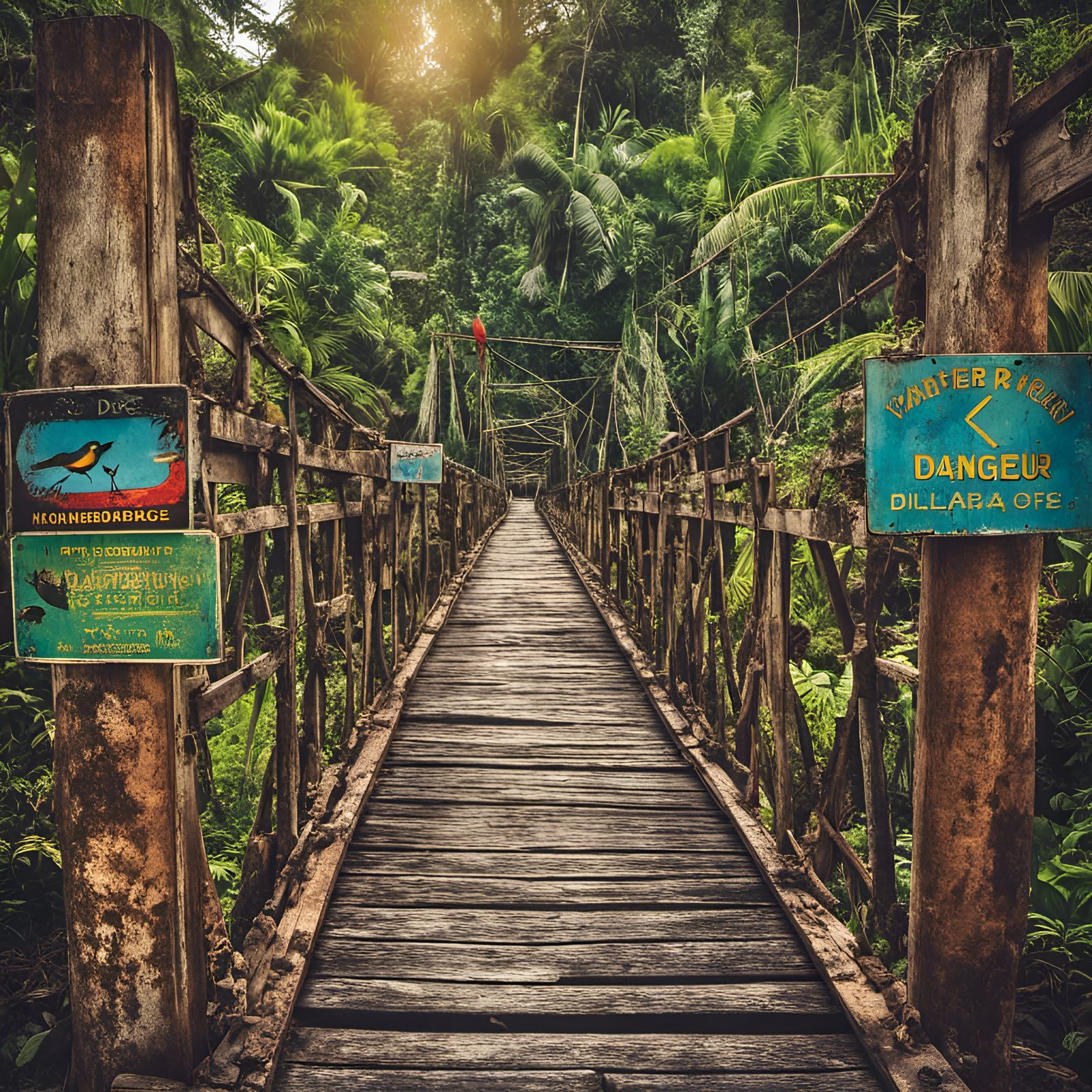 Old bridge going to some dinosaur park