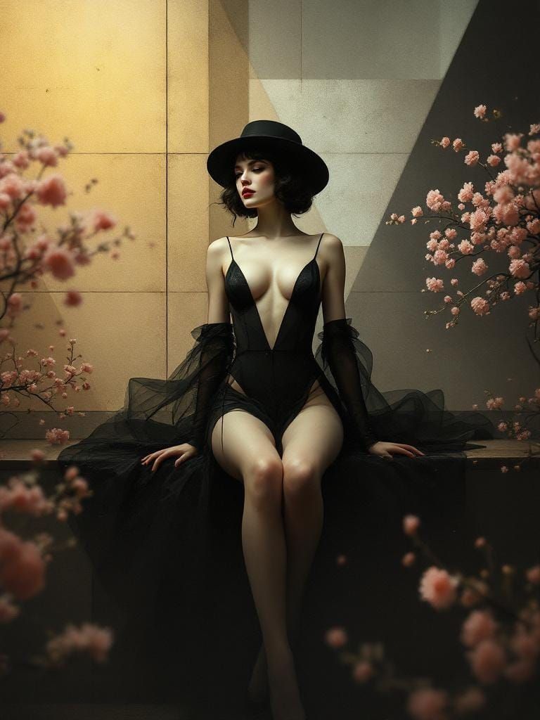 Abstract Pin-Up in Noir Lighting, Hammershøi and Turner Styl...