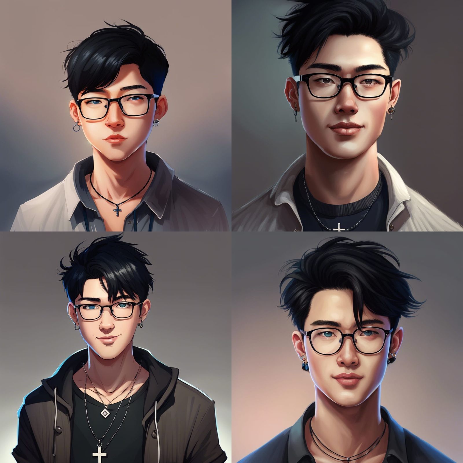 Attractive Asian Man Portrait in Hyperdetailed Style