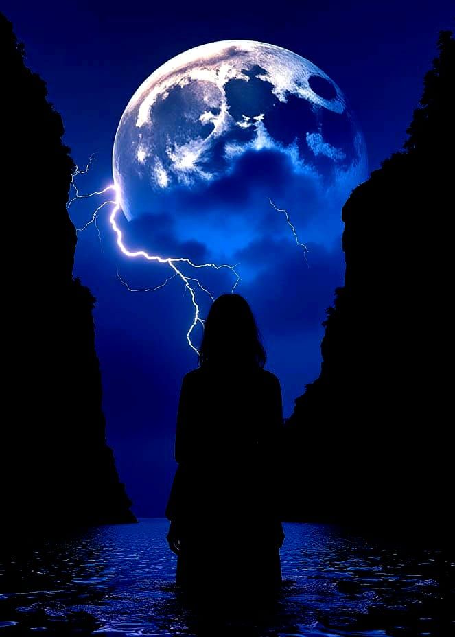 Magnetic Vision: Woman, River, and Lightning