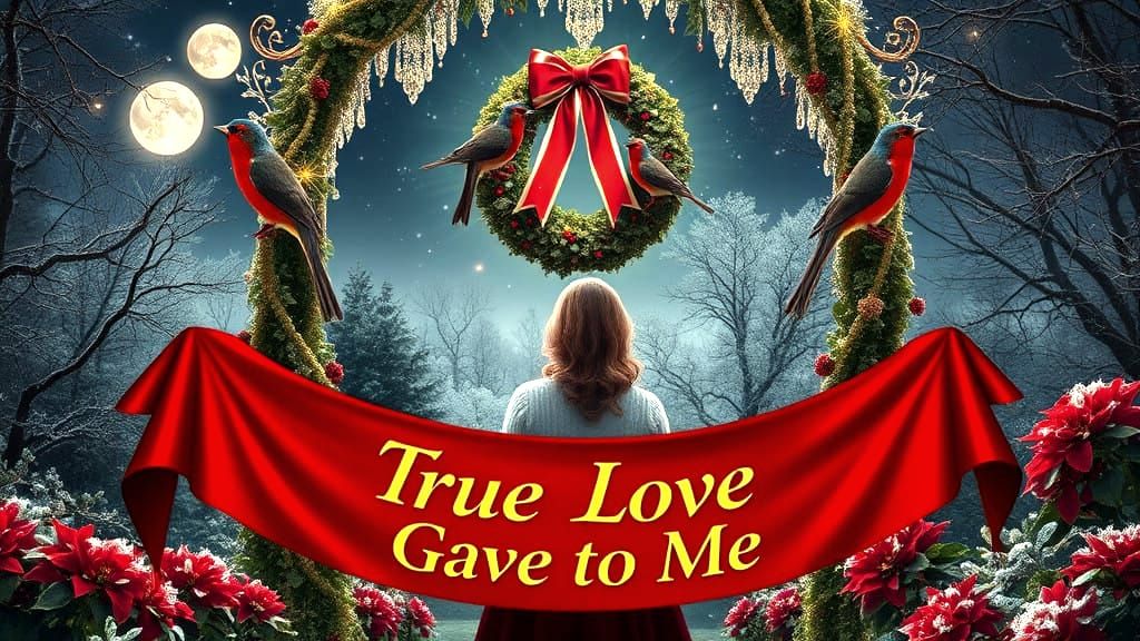 Photorealistic Christmas Scene with Birds and Poinsettias in...