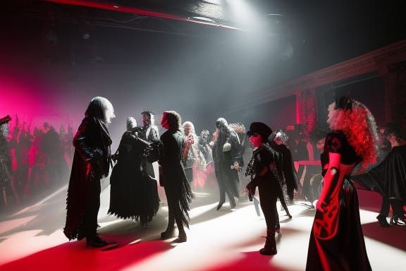 Crowded Goth Club Scene in Dark Fantasy Style