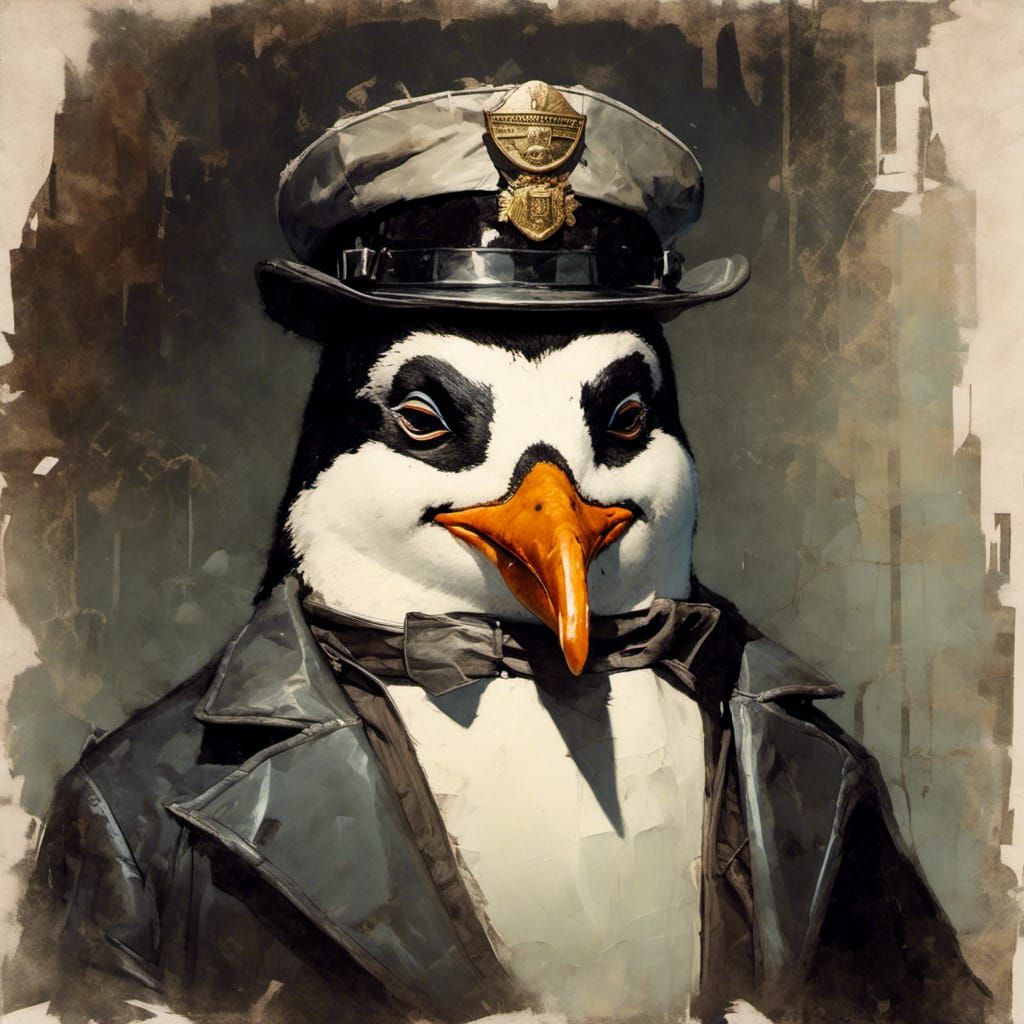 Penguin Mailman Portrait in 70s Comic Style