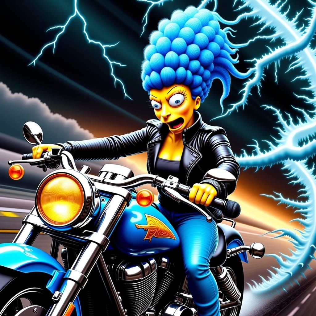 Powerful Marge Simpson looking charged up, after @snapcasey'...
