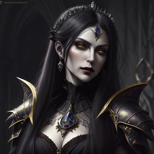 Vampire Serana in Dark Fantasy Oil Painting