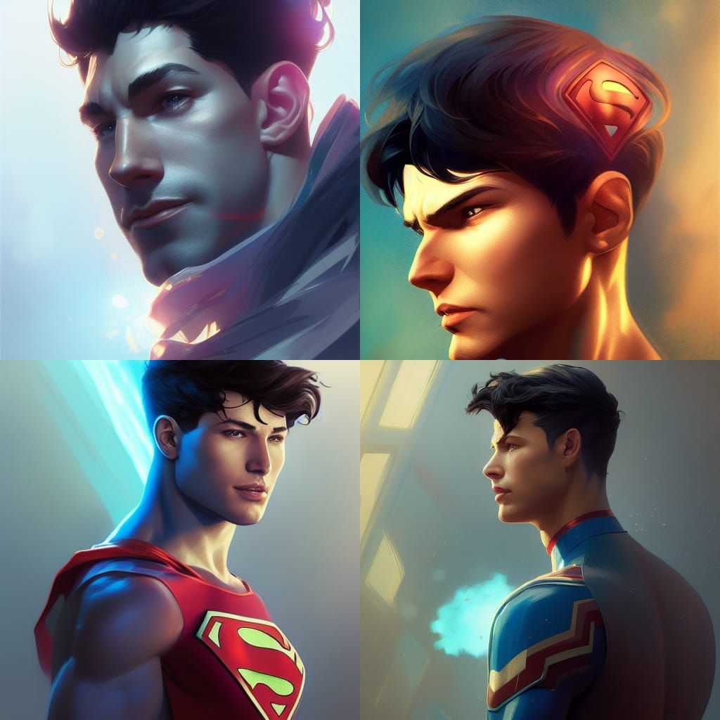 Hyperdetailed Superboy Portrait in Modern Comic Style