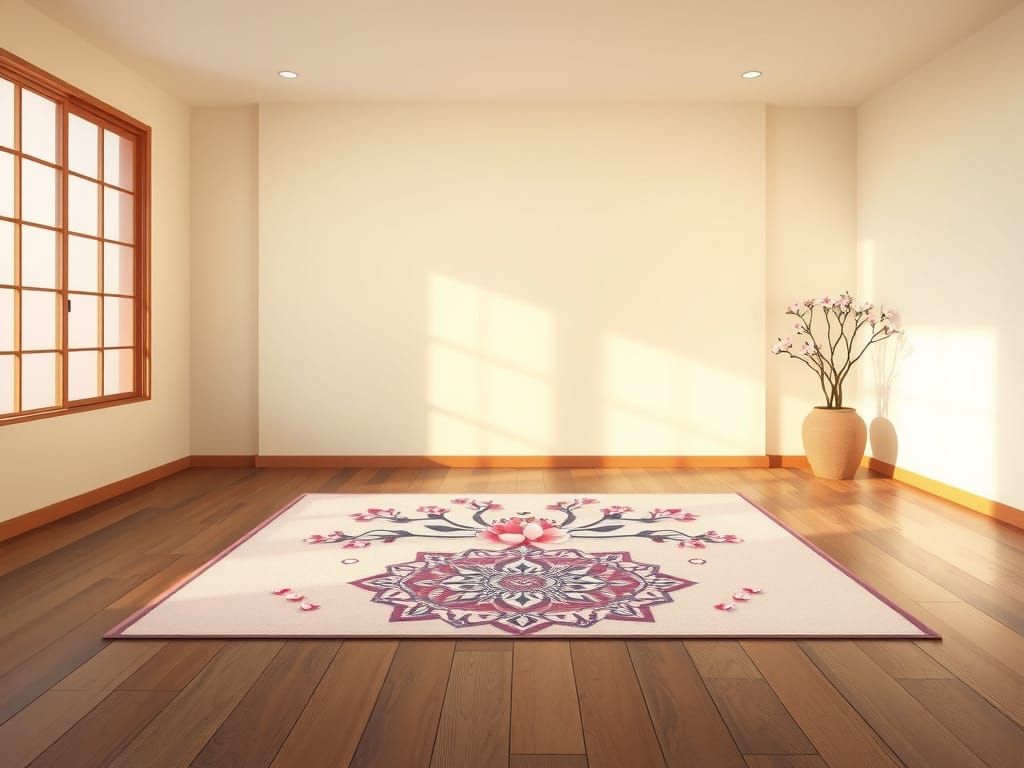 Japanese-Inspired Anime Yoga Mat with Sakura Petals