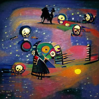 Abstract Night of the Dead in Kandinsky Style