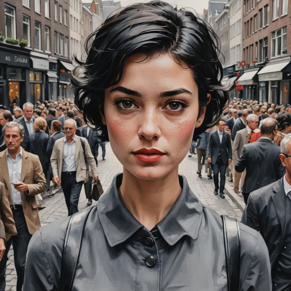 Elegant Girl in Amsterdam, Art by Murat Akal