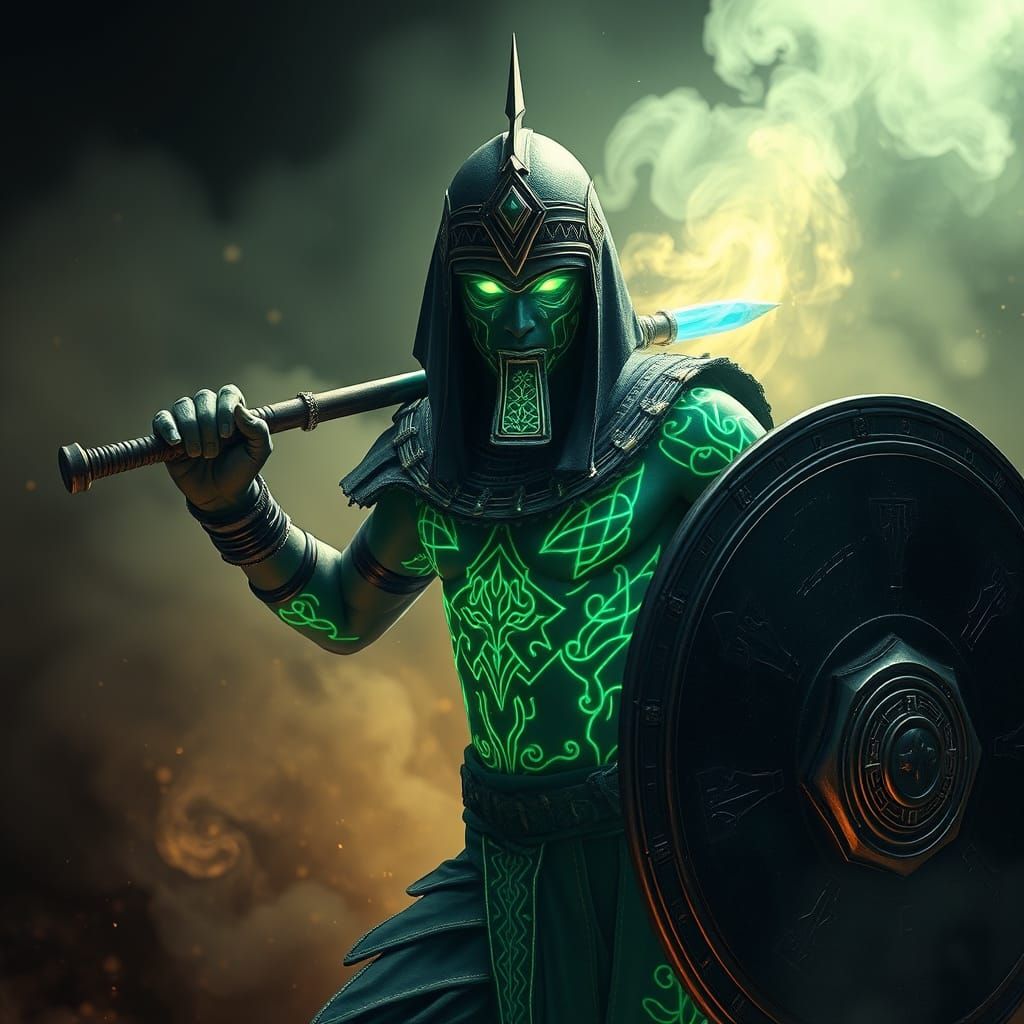 Ancient Egyptian Warrior with Blue Steel Khopesh