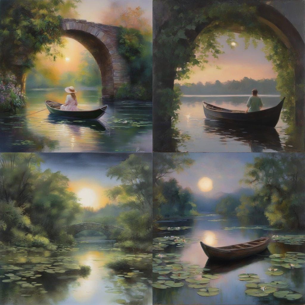 Moonlit Serenity Beneath a Bridge in Whispering Waters