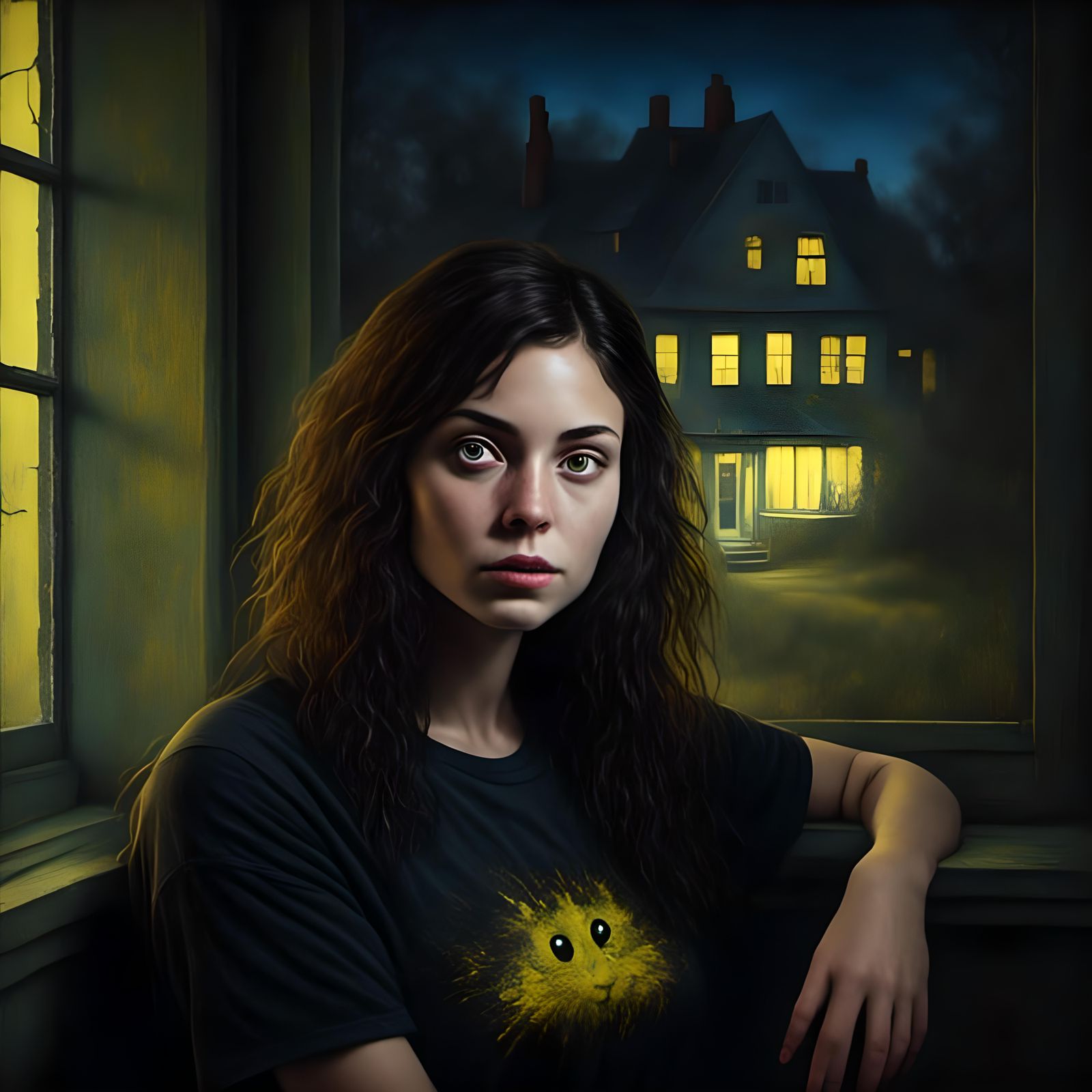 Woman in Black Jacket: Romantic Oil Painting Portrait