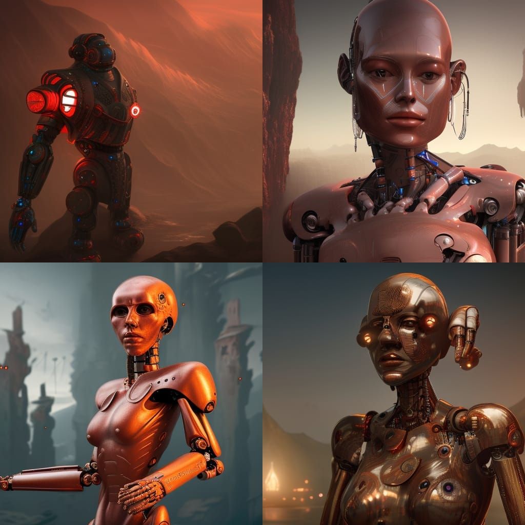 Hyperrealistic Humanoid Robots: Detailed Matte Painting