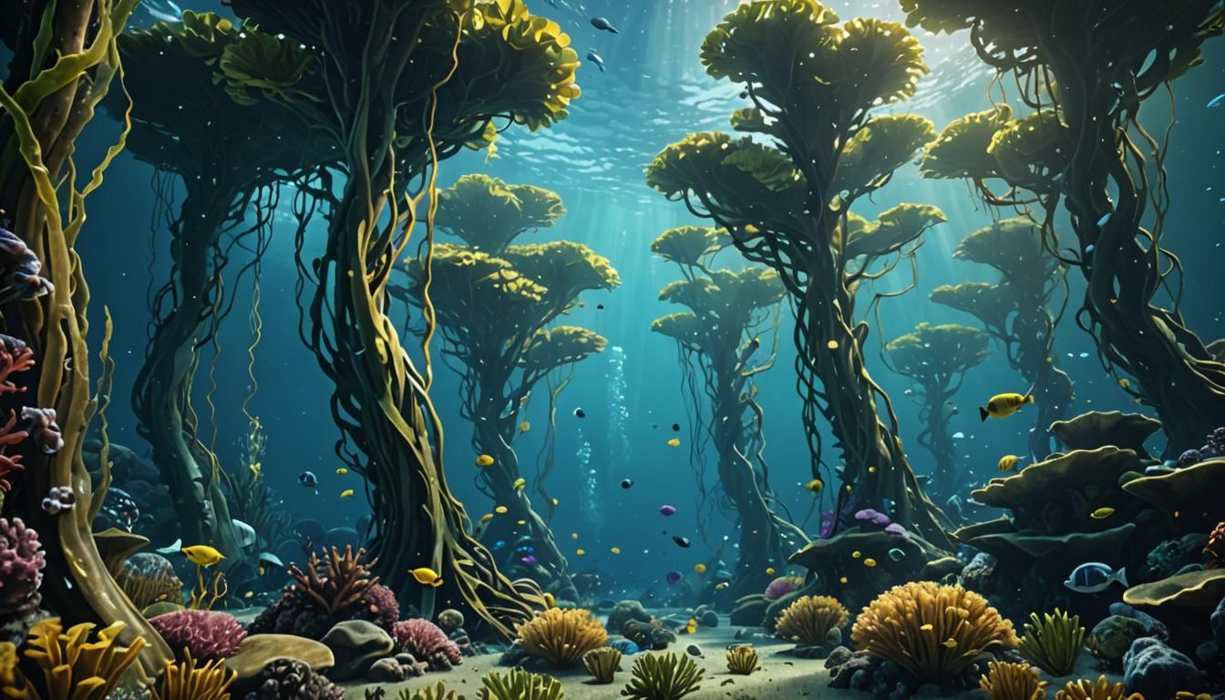 Underwater Kelp Forest in Subnautica Game Style