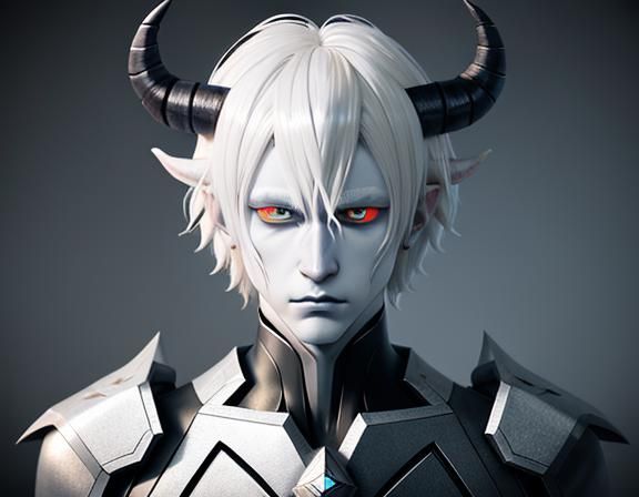 Icy Demon Portrait in 3D Anime Style
