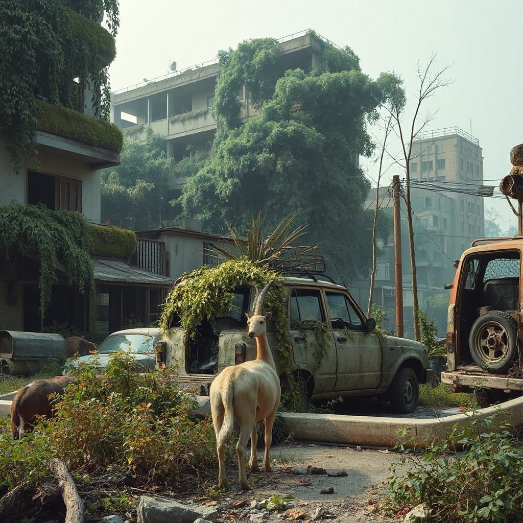 Overgrown Deserted City: Nature Reclaims Urban Landscape