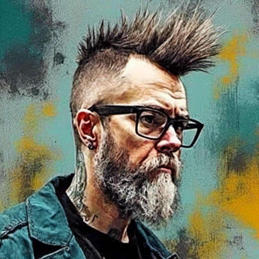 Punk Medical Doctor with Mohawk in Abstract Art