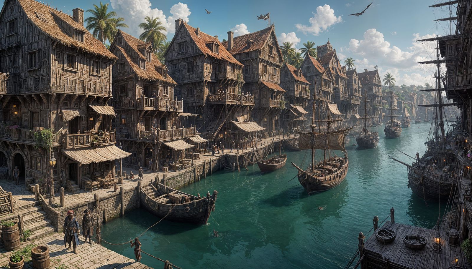 Post-Apocalyptic Pirate Town Concept Art