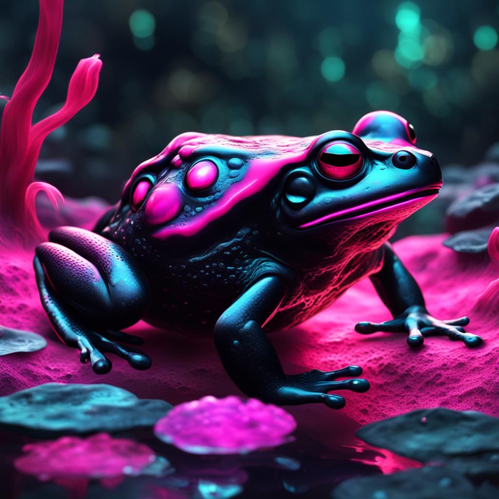 Giant Bioluminescent Frog in Detailed Matte Painting