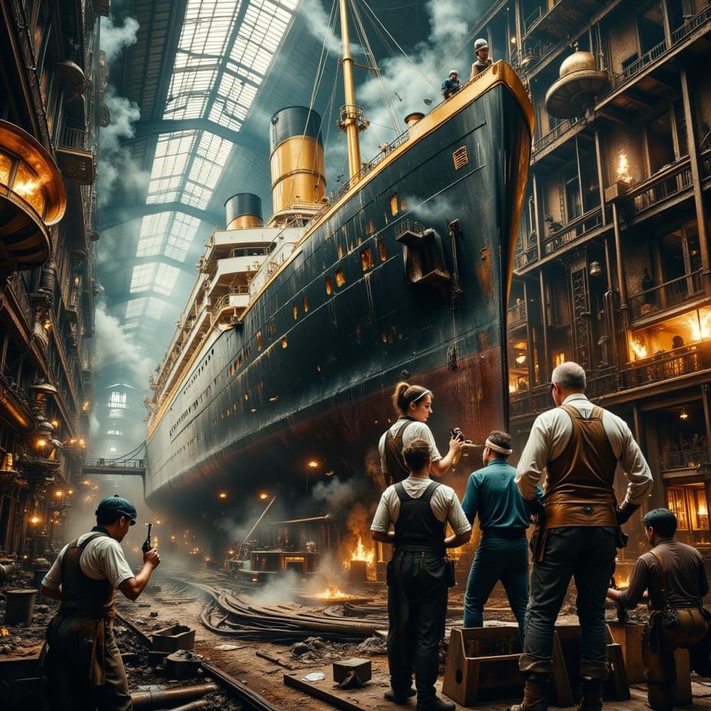 Steampunk Titanic Construction in London Factory