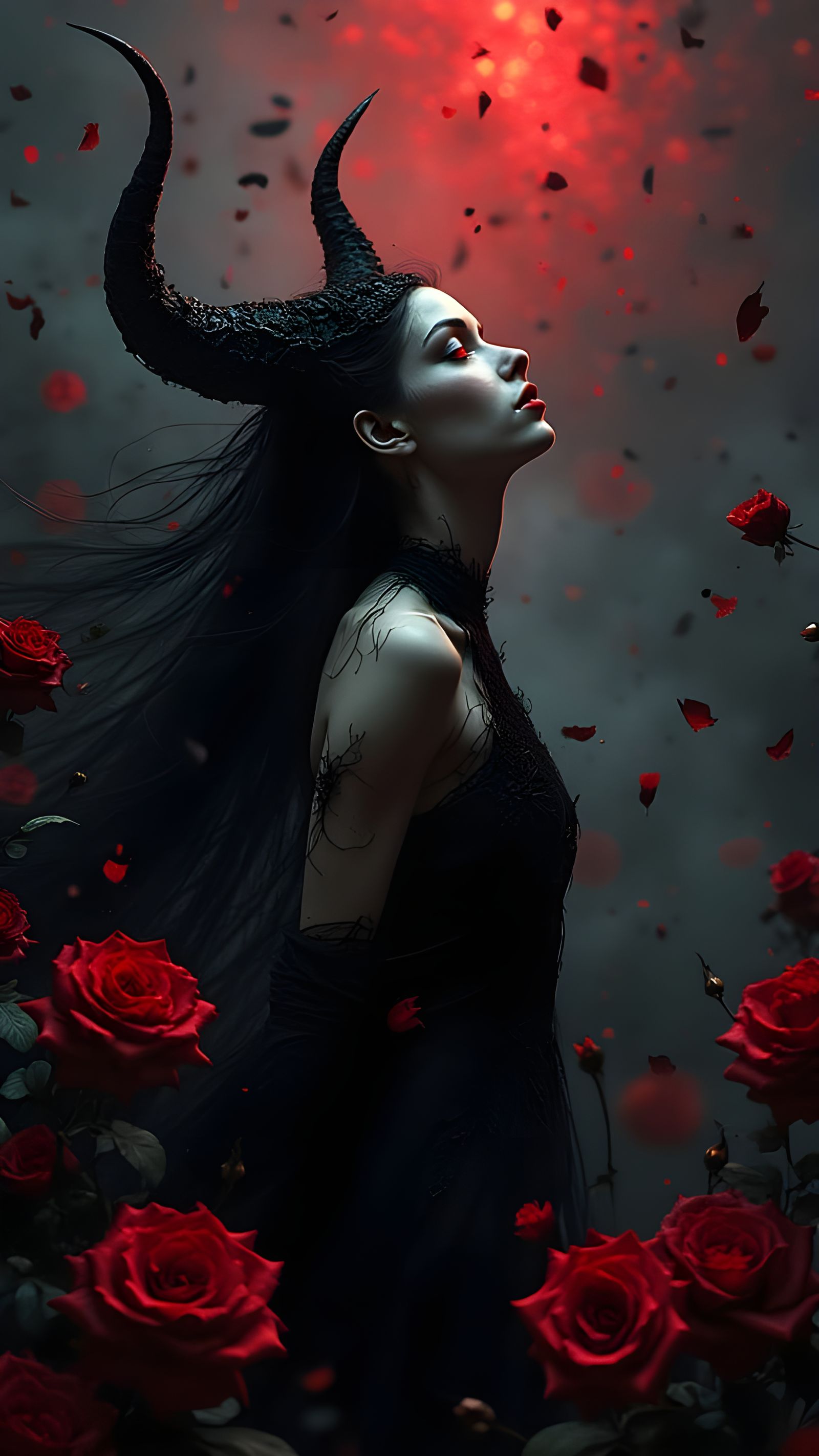 Hellish Woman Emerges from Crimson Abyss