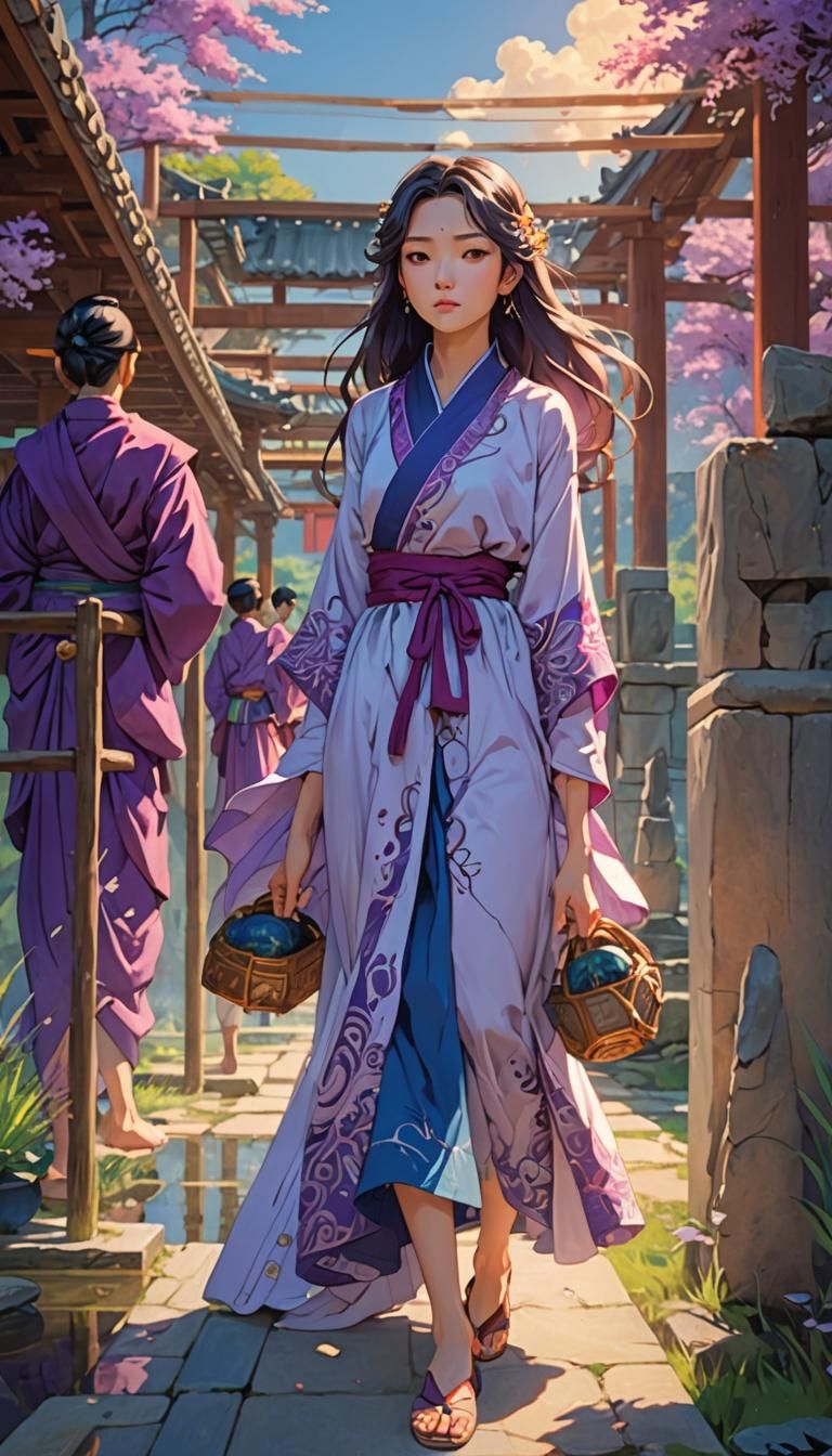 Anime Woman in Flowing Robes, Studio Trigger Style