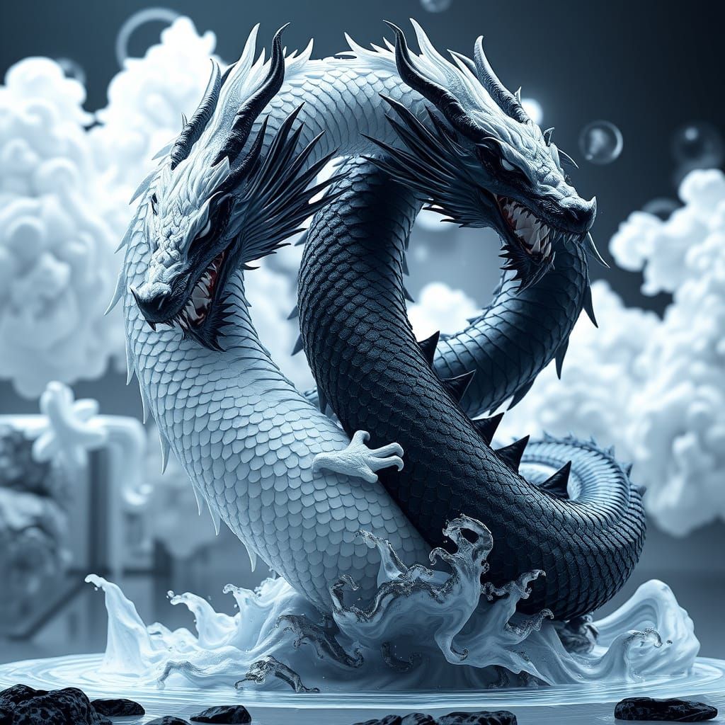 Surreal Anime Dragons in Perfect Harmony