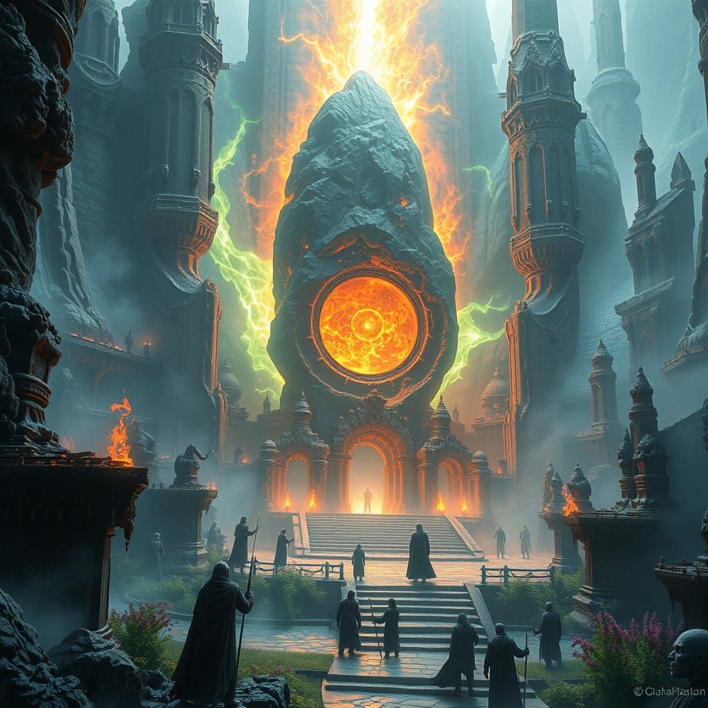 Surreal Fantasy Metropolis Transformed by Restoration Magic...