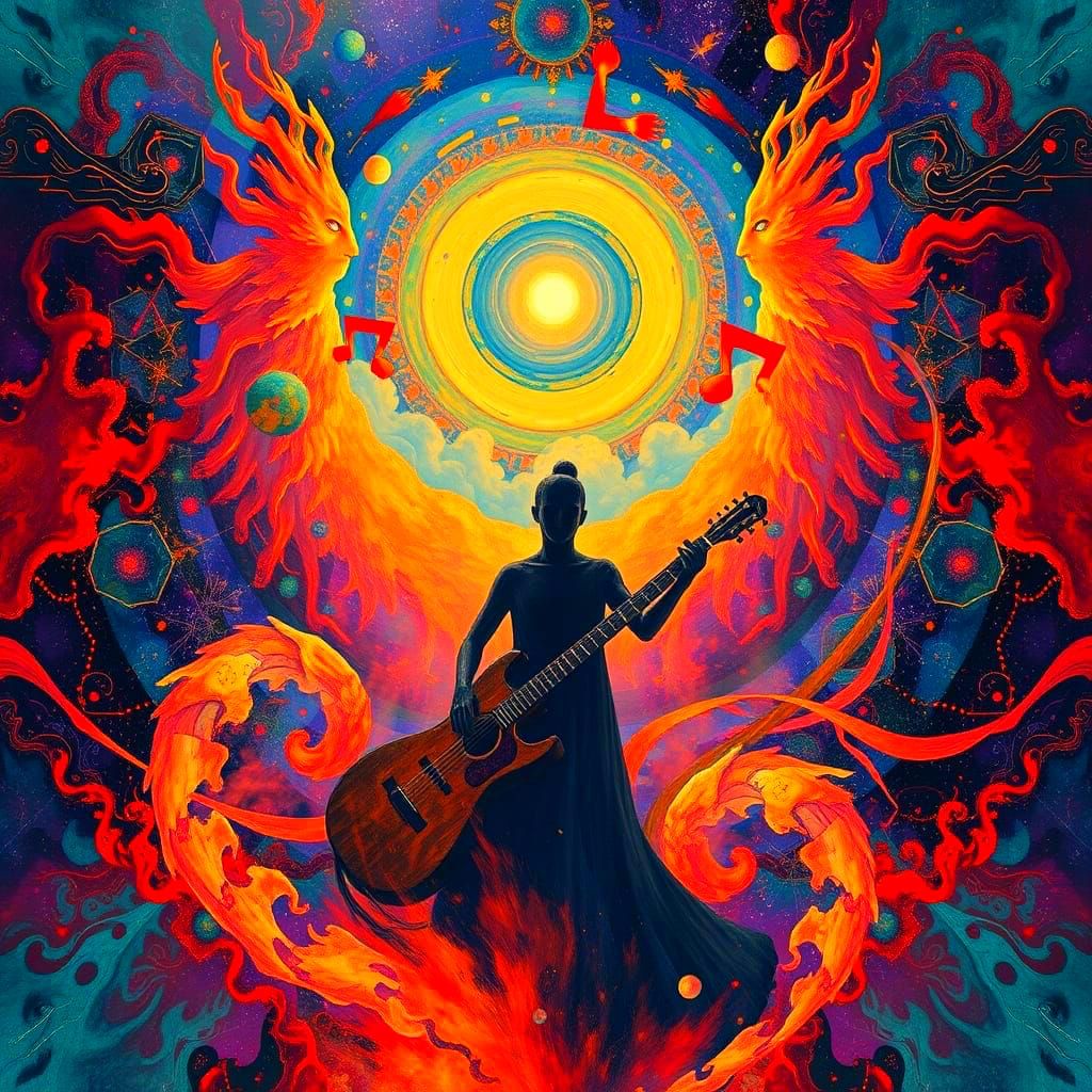 Surreal Cosmic Harmonies in Vibrant Echoes