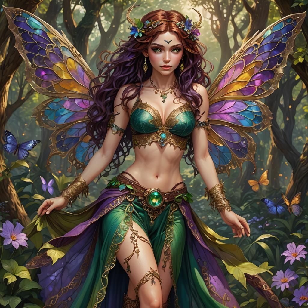 Beautiful Pixie with Lacy Wings in Fairy Village