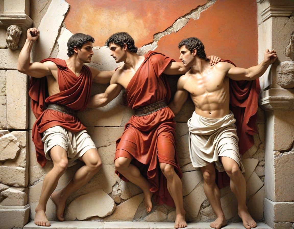 Roman Warriors Break Through Wall Oil Painting