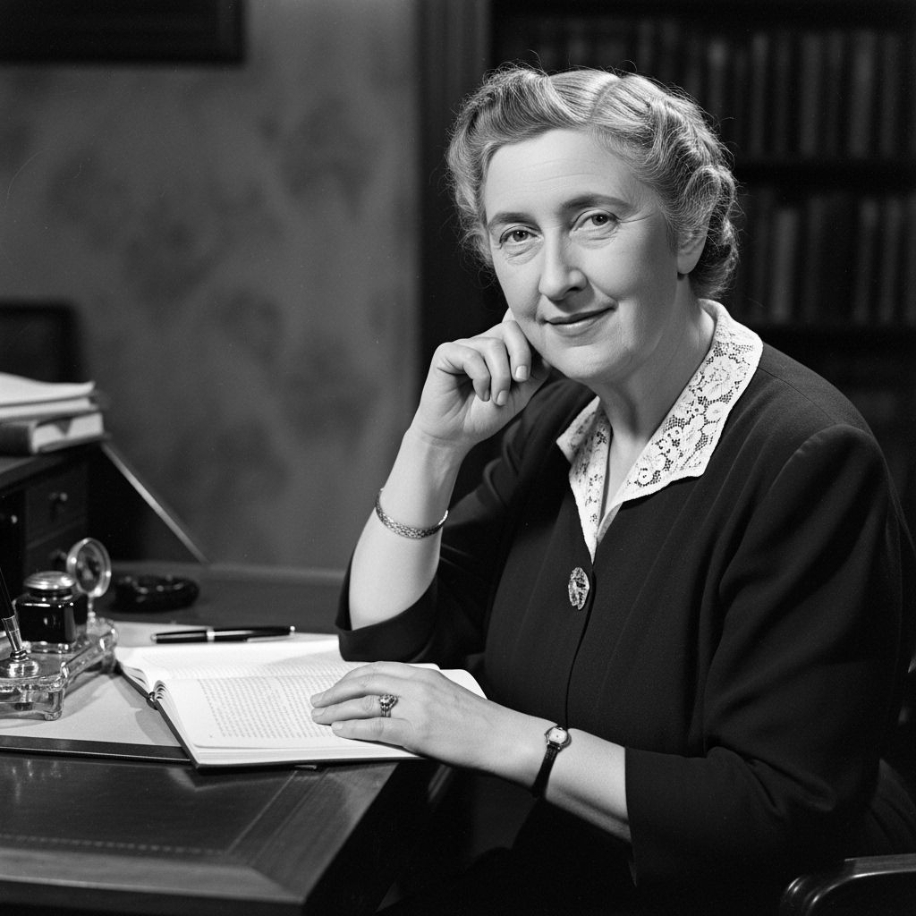 Agatha Christie in Thoughtful Portrait, Black and White
