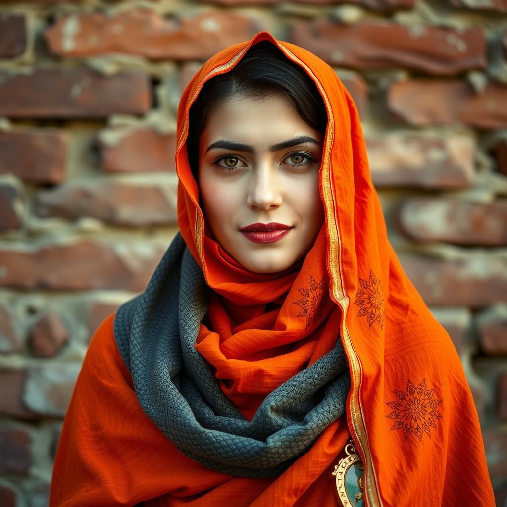 Beautiful Iranian Woman in Qajar Art Style