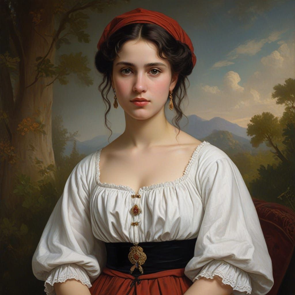 Moldovan Woman Portrait in Bouguereau Style