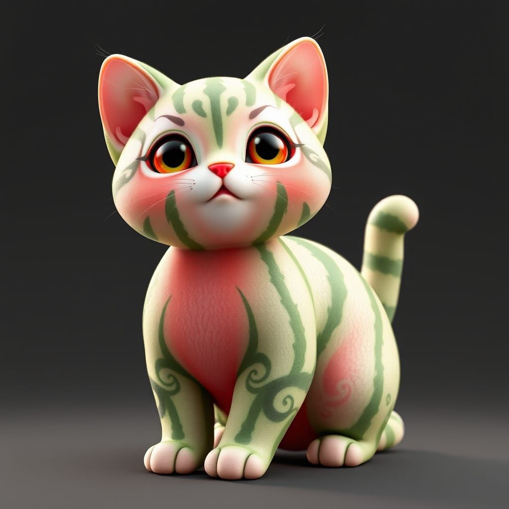 Whimsical Watermelon Cat Hybrid